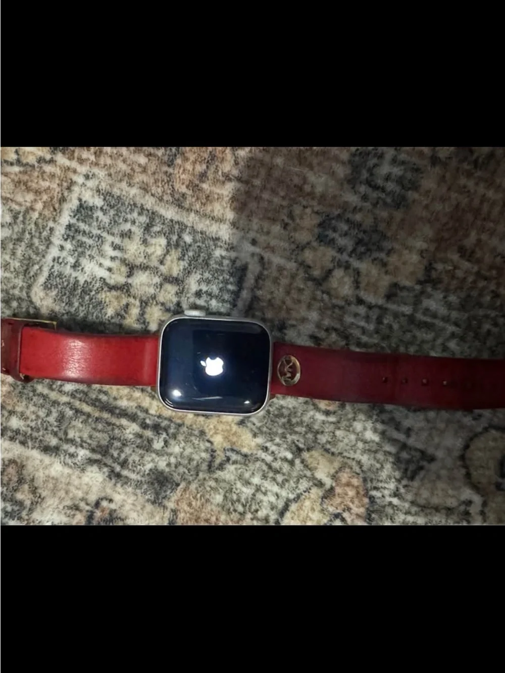 Apple Watch SE 40mm Aluminum Case with Red Michael Kors Leather Strap